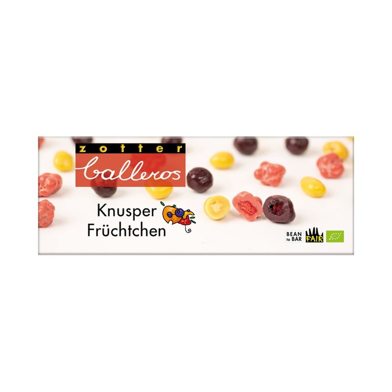 Zotter Schokolade Balleros "Knusperfrüchtchen" - Produktbild