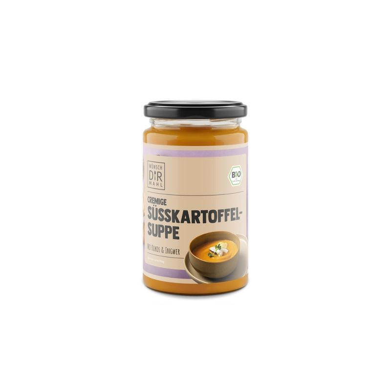 Wünsch Dir Mahl cremige Süsskartoffelsuppe mit Ingwer & Kokos 380ml Bio & vegan - Produktbild