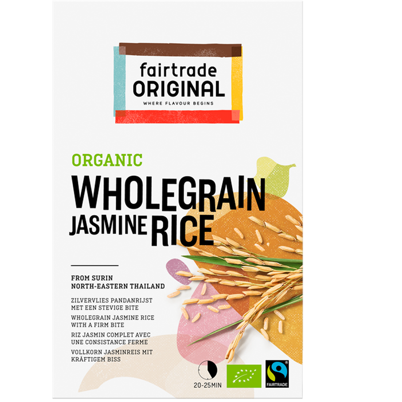 Fairtrade Original Organic Wholegrain Jasmine Rice from Surin North-Eastern Thailand. Vollkorn Jasminreis mit kräftigem Biss. - Produktbild