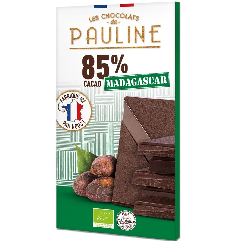LES CHOCOLATS DE PAULINE DARK CHOCOLATE TABLET 85% - ORIGIN MADAGASCAR - Produktbild