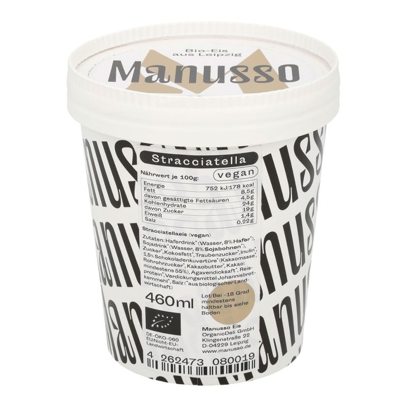 Manusso Manusso Bio-Eis Stracciatella vegan 460 ml - Produktbild