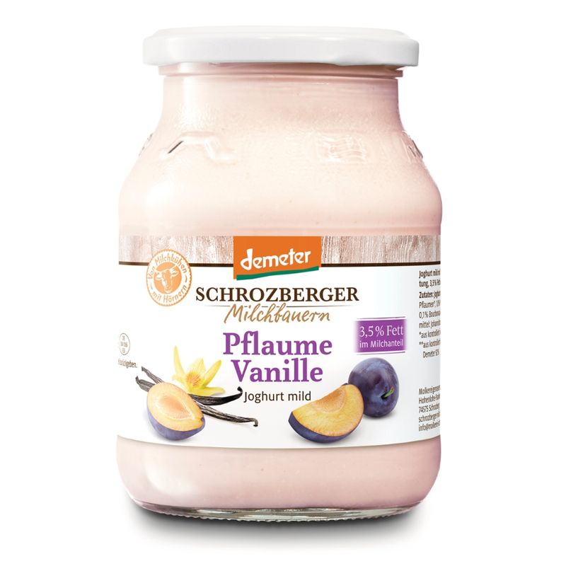 Schrozberger Milchbauern Dem. Pflaume Vanille Jogh. 500g - Produktbild