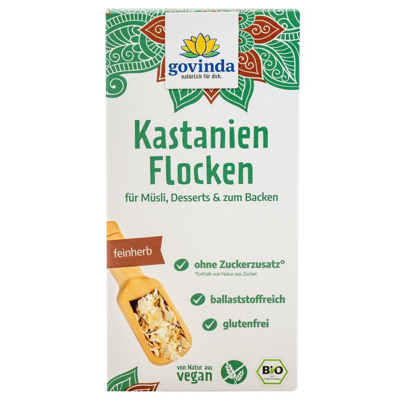 Govinda Kastanien Flocken für Müsli, Desserts & zum Backen - Produktbild