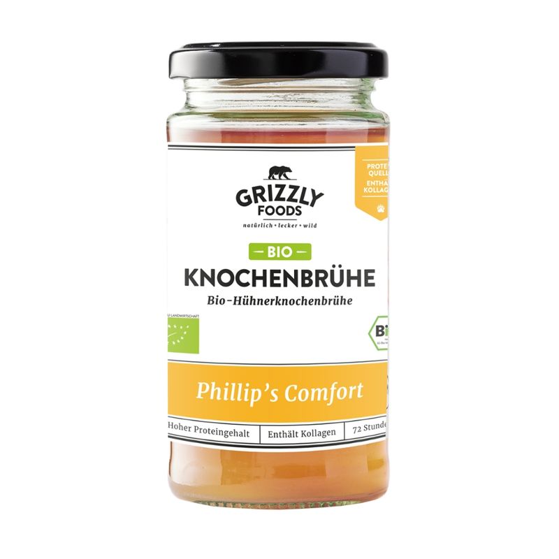 Grizzly Foods Hühnerknochenbrühe  - 72h lang gekocht - enthält Kollagen und Mineralien - 240ml - Produktbild