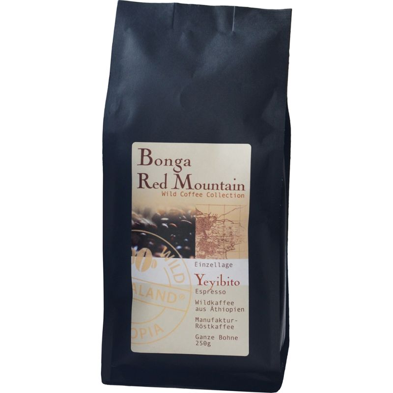 Wild Coffee Collection Bonga Red Mountain, Yeyibito (heller Espresso), ganze Bohne, 250g - Produktbild