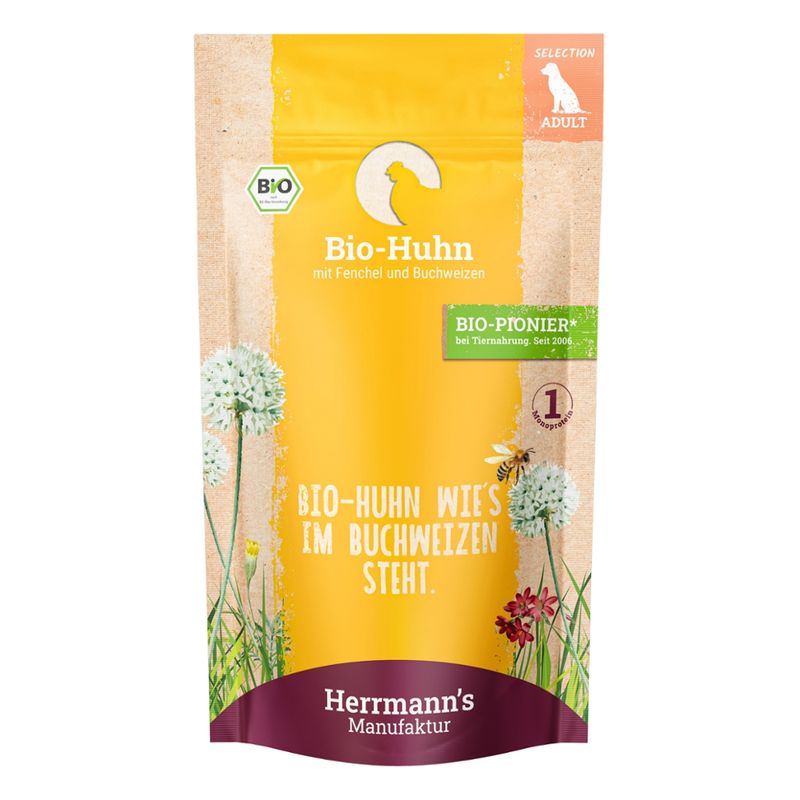 Herrmann´s Manufaktur Herrmann's Selection Adult Bio Huhn mit Fenchel & Buchweizen NF 150 g - Produktbild