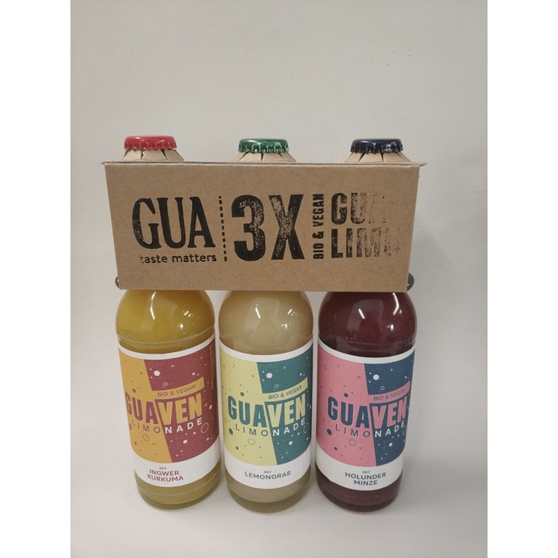 GUA 3er-Träger BIO Limo Lemongras/Holunder, Minze/Ingwer, Kurkuma - Produktbild