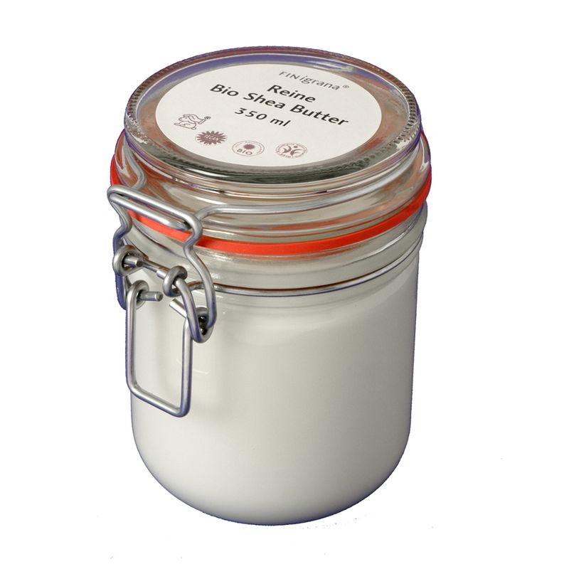 FINigrana® Naturkosmetik FINigrana® 100% Reine Bio Shea-Butter (Körper Butter / Body Butter / Beurre Corporel) 350ml im Einmachglas mit Bügelverschluss - Produktbild