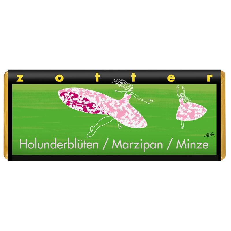 Zotter Schokolade Holunderblüte / Marzipan/ Minze - Produktbild