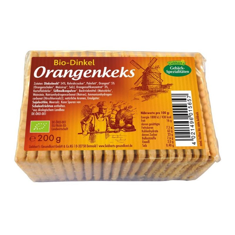 Liebhart's Gesundkost  Bio-Dinkel-Orangen-Keks - Produktbild