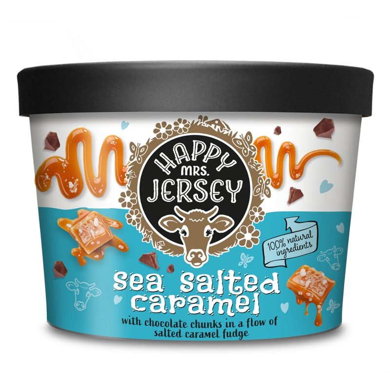 Happy Mrs Jersey Happy Mrs Jersey - BIO Eis/Organic Ice Cream: Meersalz-Karamell und Schokoladenstückchen / Sea Salted Caramel and Chuncks of chocolate 200ml - Produktbild