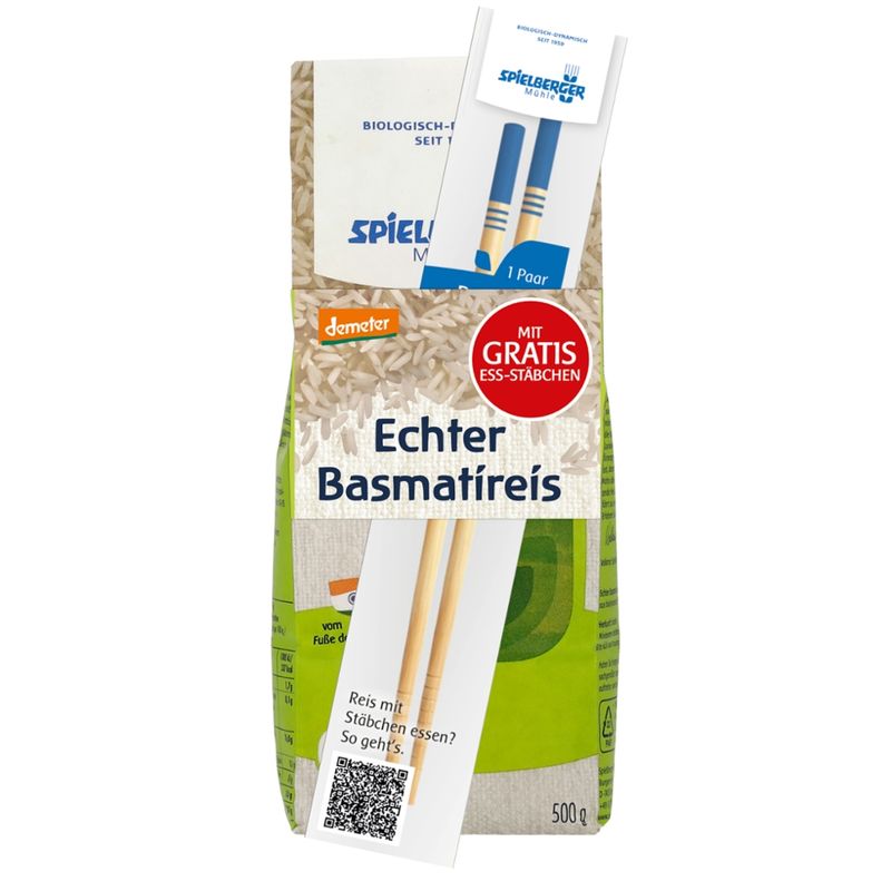 Spielberger Mühle Echter Basmatireis, weiß, mit Stäbchen, demeter - Produktbild