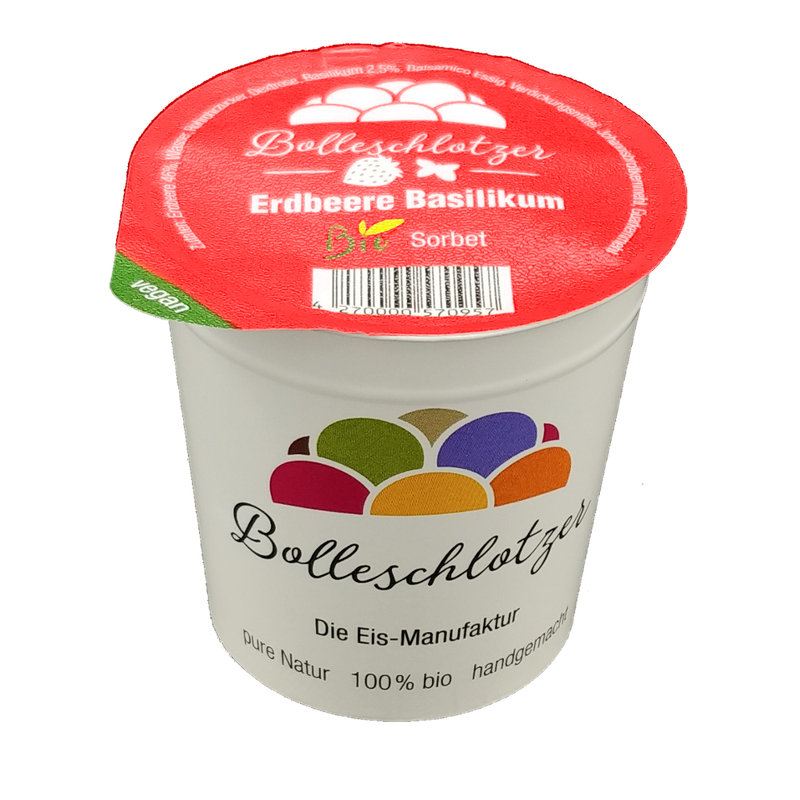 Bolleschlotzer Erdbeere Basilikum Bio-Sorbet 140 ml Becher - Produktbild