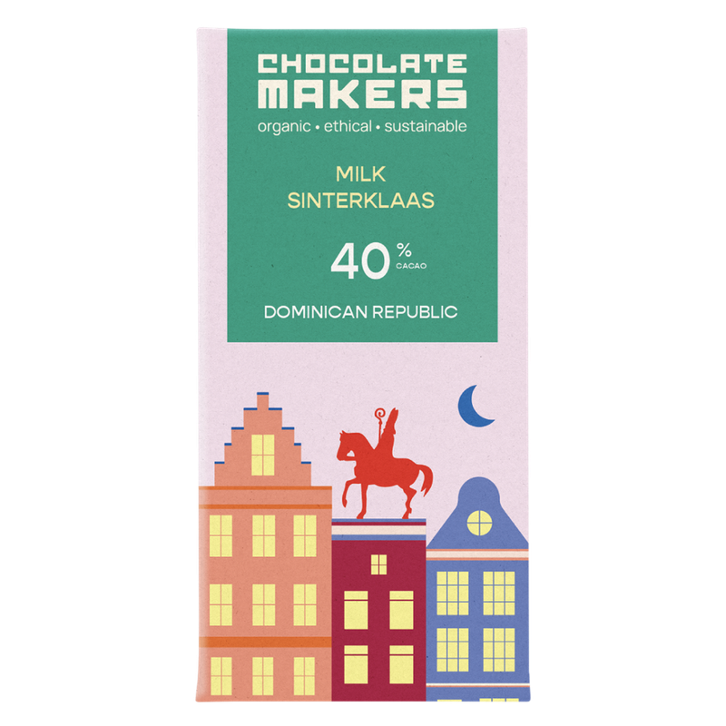 Chocolatemakers Bio 40% Milchschokolade mit Sinterklaas/Nikolaus-GewürzenTrinitario-Kakao aus der Dominikanischen Republik - Produktbild