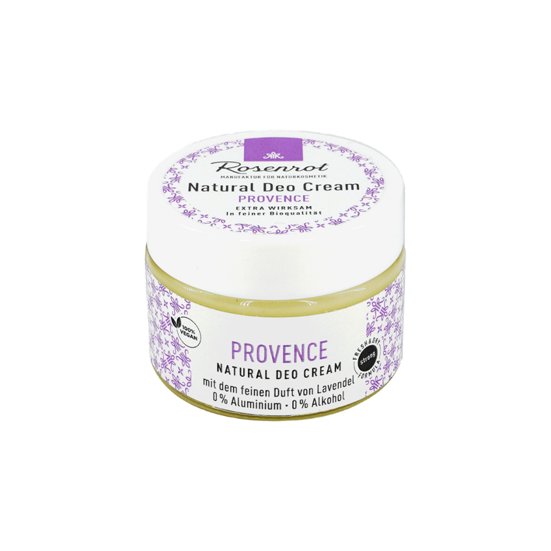 Rosenrot Naturkosmetik Deo Creme Provence - vegan. Französische Lavendelfelder sind in diesem Duft vereint. (100% natural) Dieser beruhigende Duft ist für alle Frankreichliebhaber ein Muss. - Produktbild