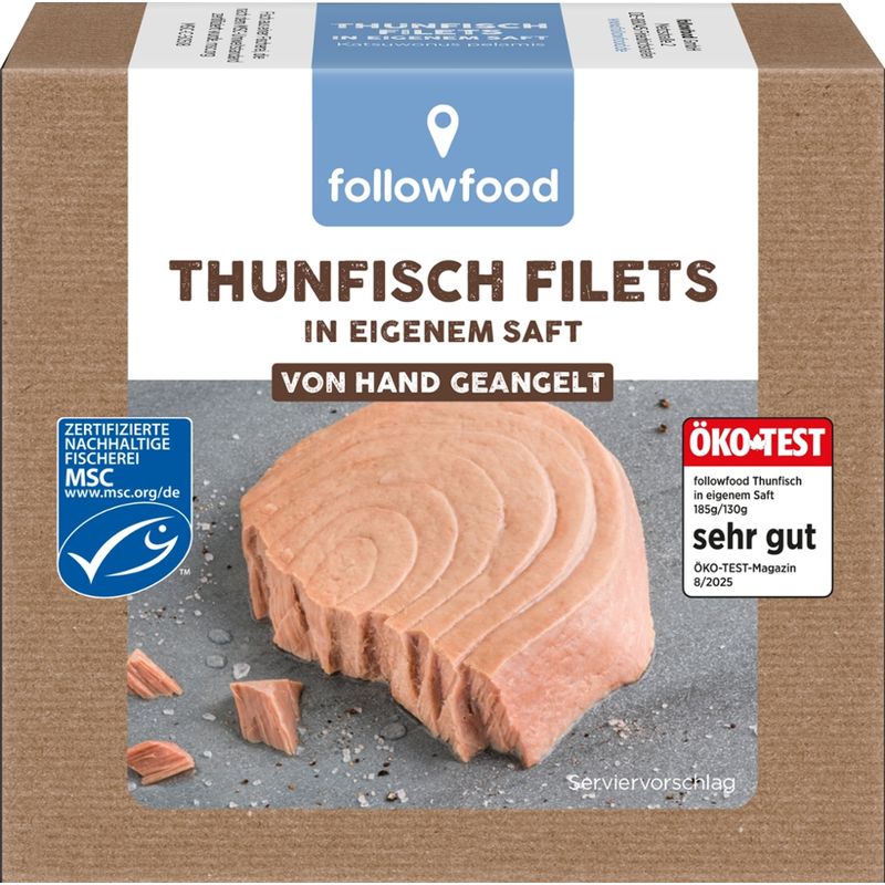 followfood Thunfisch Filets in eigenem Saft, aus Angelruten-Fischerei - Produktbild