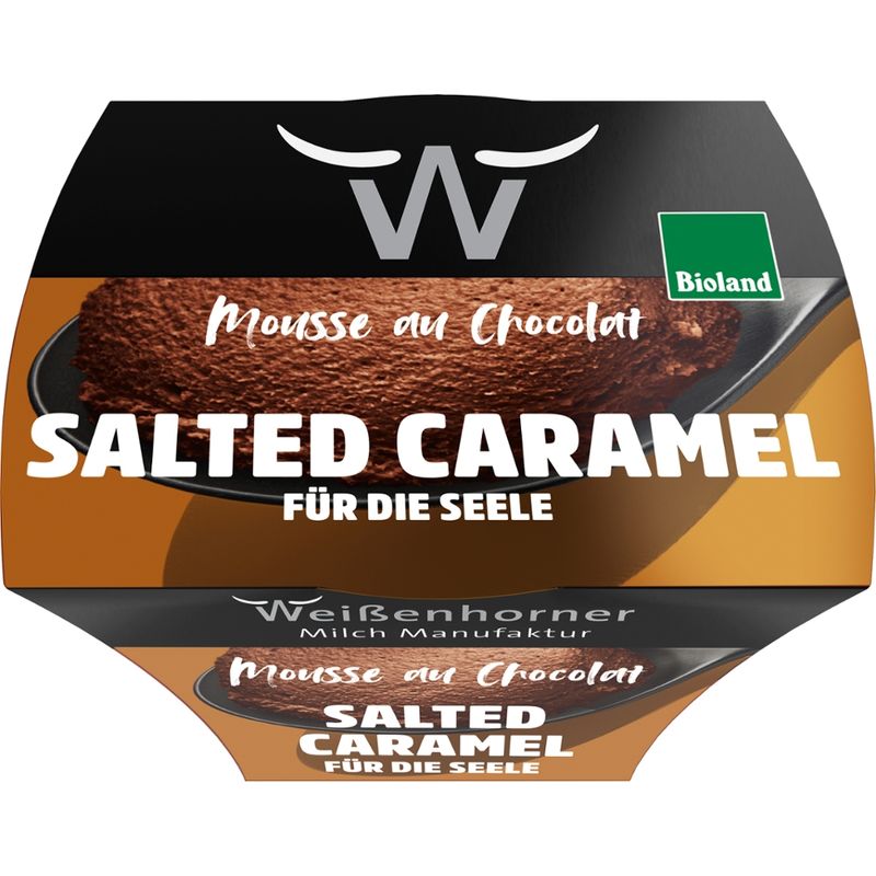 Weißenhorner Milch Manufaktur WH Bioland Mousse au Chocolat Salted Caramel - Produktbild