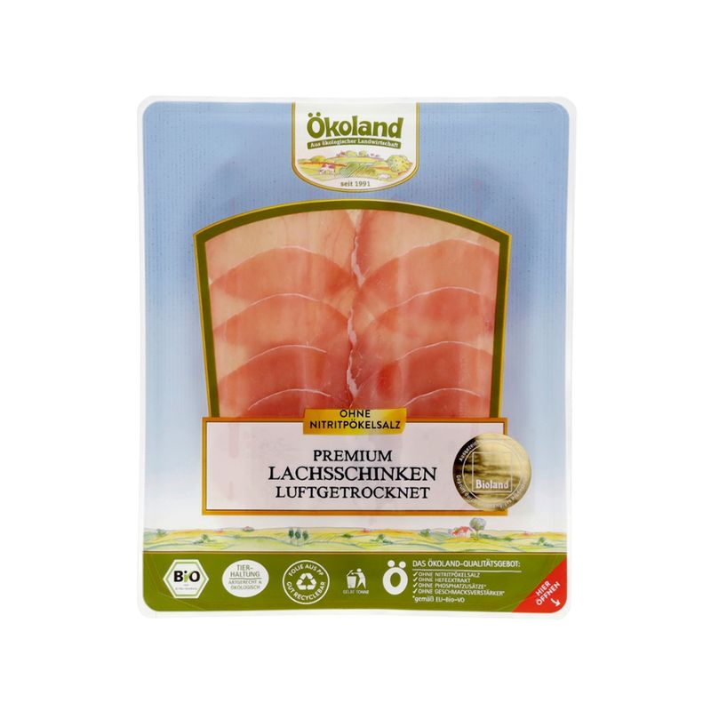 ÖKOLAND Premium Lachsschinken luftgetrocknet, über 4 Monate gereift - Produktbild