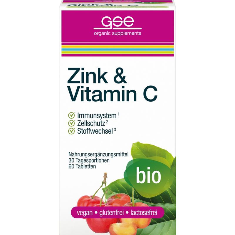 GSE  Zink & Vitamin C Complex (Bio), 60 Tabletten à 500 mg - Produktbild