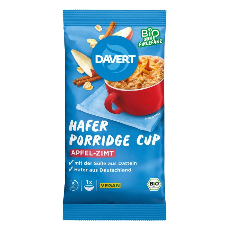 Davert Porridge-Cup Apfel-Zimt 65g - Produktbild