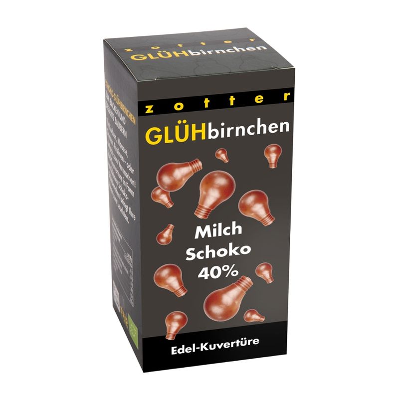 Zotter Schokolade Glühbirnchen - Milchschoko 40% - Produktbild