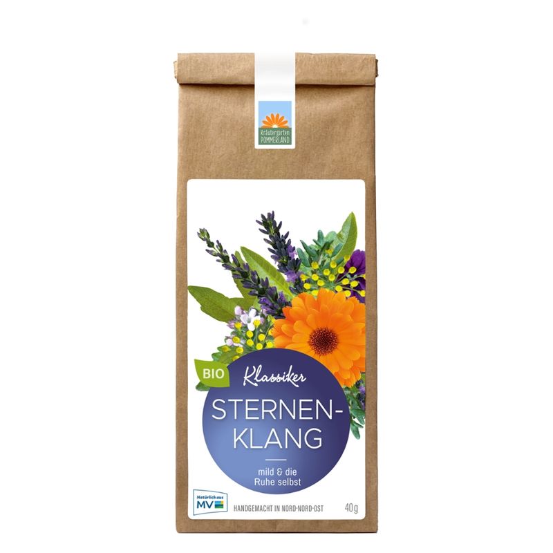 Kräutergarten Pommerland Sternenklang - Bio Abendtee in der Papiertüte - Produktbild