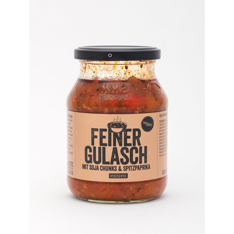leipspeis Veganer Gulasch 500g Fertiggericht im Mehrwegglas - Produktbild