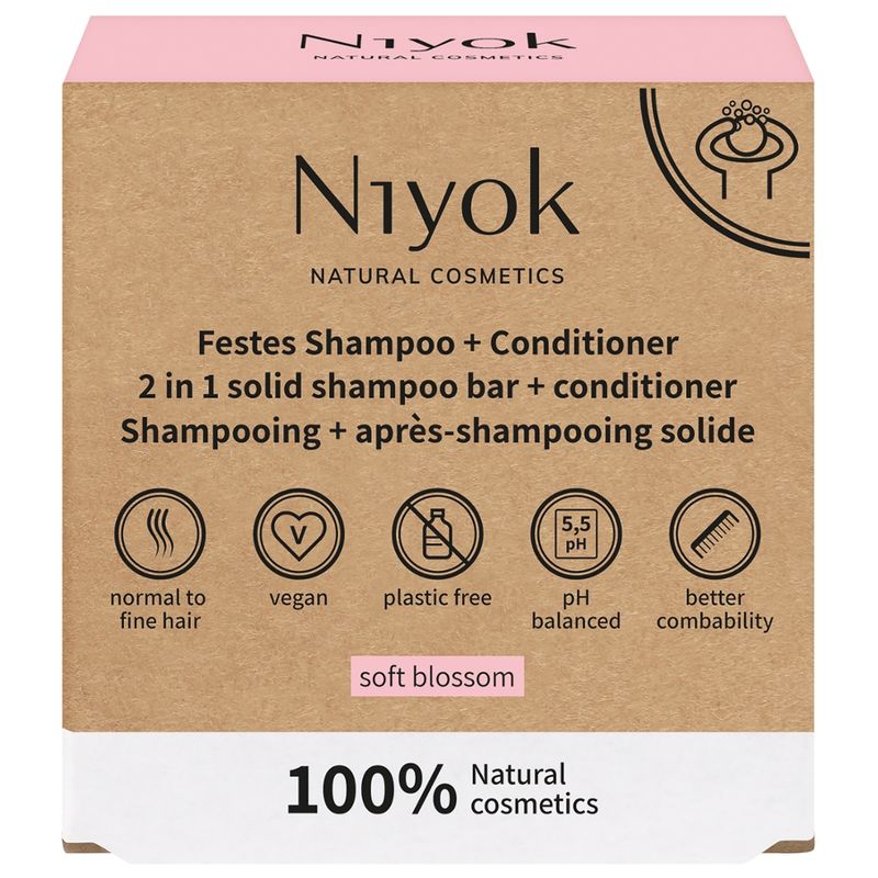 Niyok Shampooing et revitalisant solide 2 en 1 Soft Blossom - Produktbild
