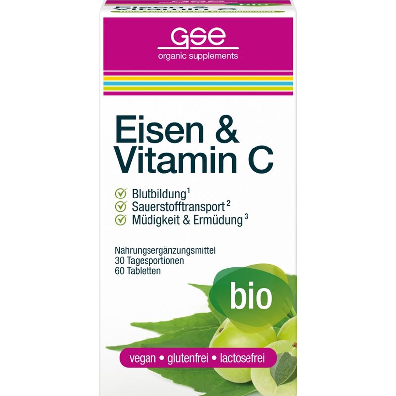 GSE  Eisen & Vitamin C Complex (Bio), 60 Tabletten à 500 mg - Produktbild