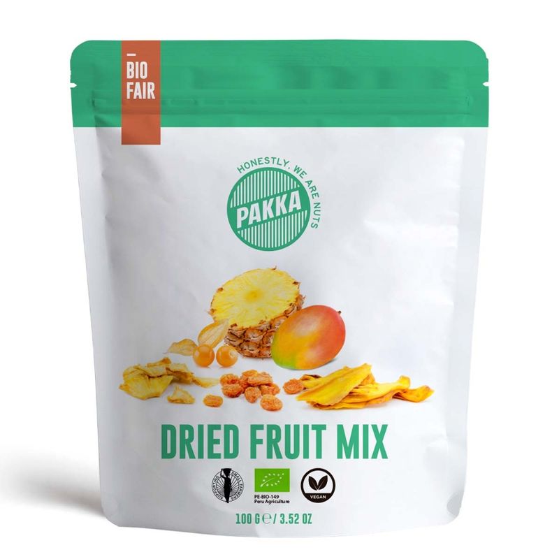 Pakka Fruchtmix (Mango, Ananas, Physalis), getrocknet, Bio, 100g - Produktbild