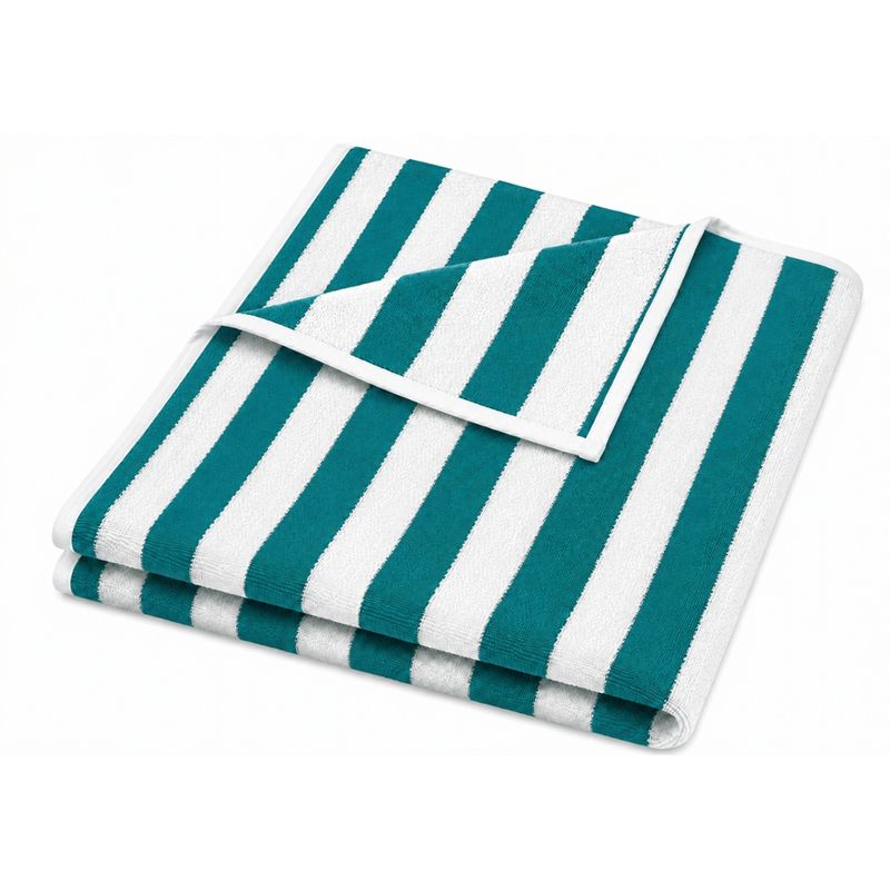 LIVING CRAFTS 1452 Badetuch teal/white striped 150x100 cm - Produktbild