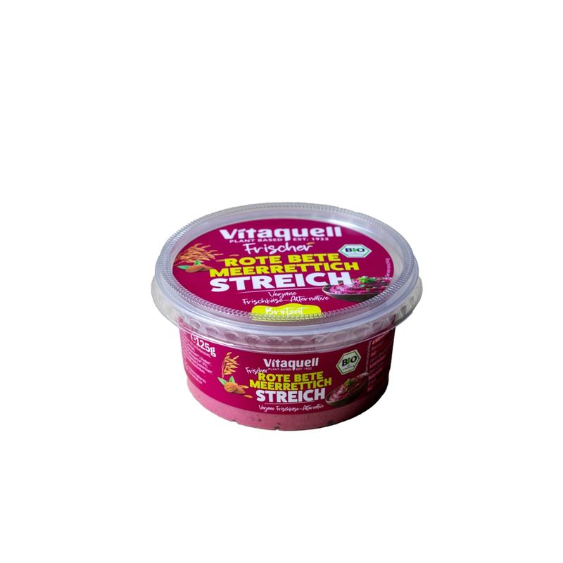 Vitaquell Bio Frischer Rote Bete Meerrettich Streich - Vegane Frischkäse-Alternative - Produktbild