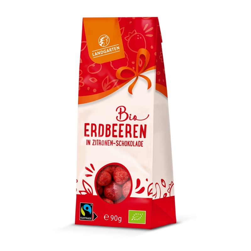 Landgarten Bio FT Erdbeeren Beerenschokolade Zitrone 90g - Produktbild