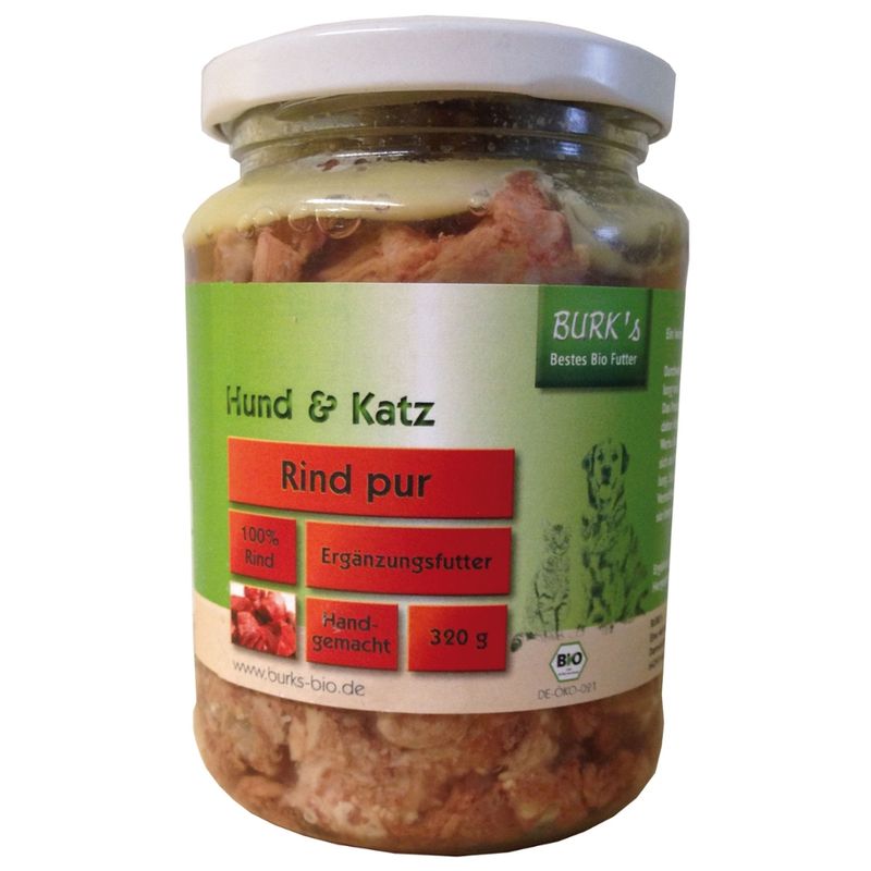BURK's BURK's Rind pur 320g Bio Ergänzungsfutter für Hunde und Katzen im Glas - Produktbild