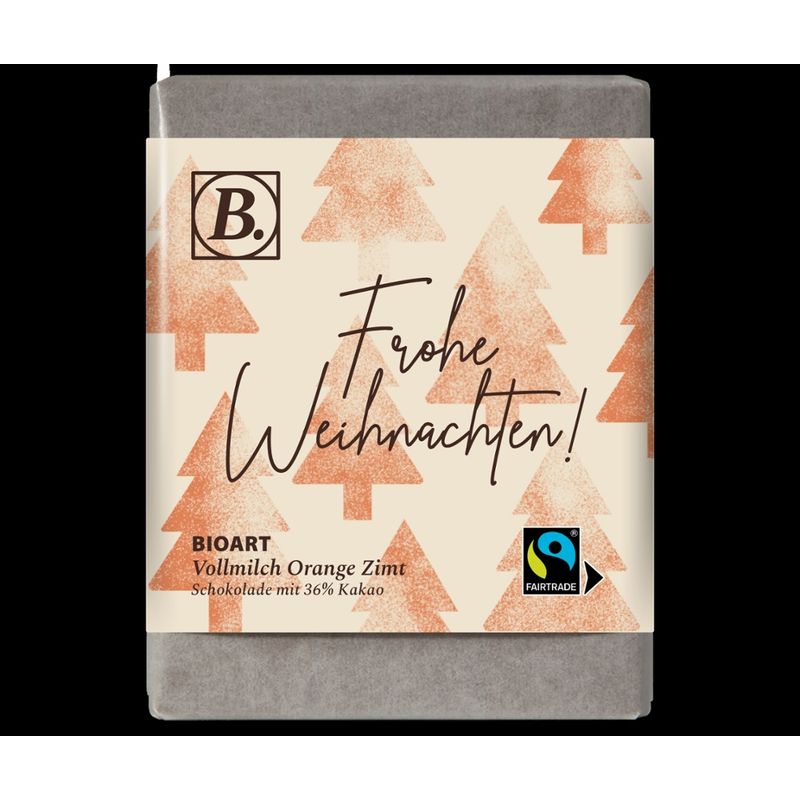 BioArt AG B. Schokolade Frohe Weihnachten 70g bio, FT-Cert - Produktbild