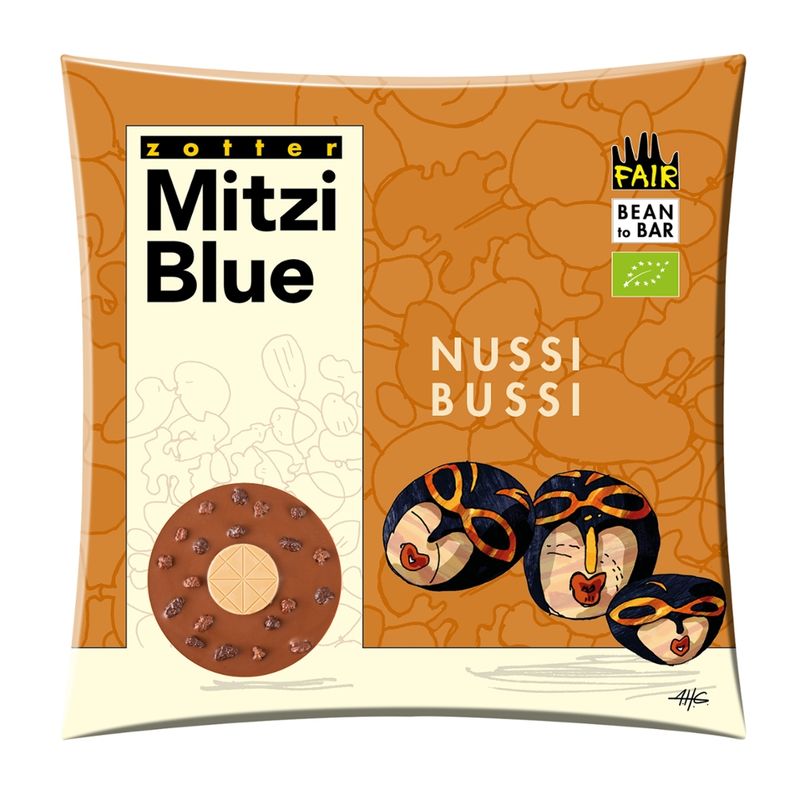 Zotter Schokolade Nussi Bussi • Haselnussnougat + Cashewnougat + Nüsse - Produktbild