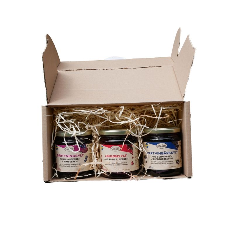 Linnéas Svenska Winterbox - Geschenkset mit 3 original schwedischen Fruchtaufstrichen - Produktbild