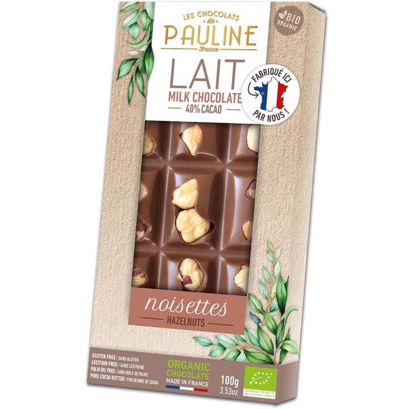 LES CHOCOLATS DE PAULINE 40% COCOA MILK CHOCOLATE - HAZELNUT - Produktbild