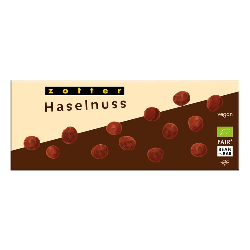 Zotter Schokolade Genüsse - Haselnuss - Haselnüsse auf dunkler Schokolade - Produktbild