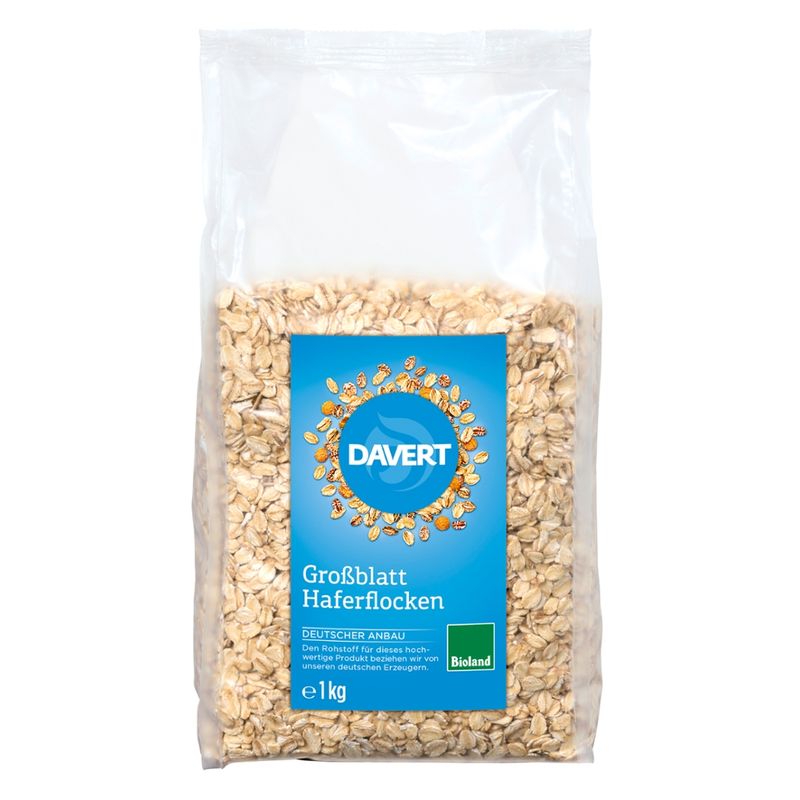 Davert Großblatt Haferflocken Bioland, 1kg - Produktbild