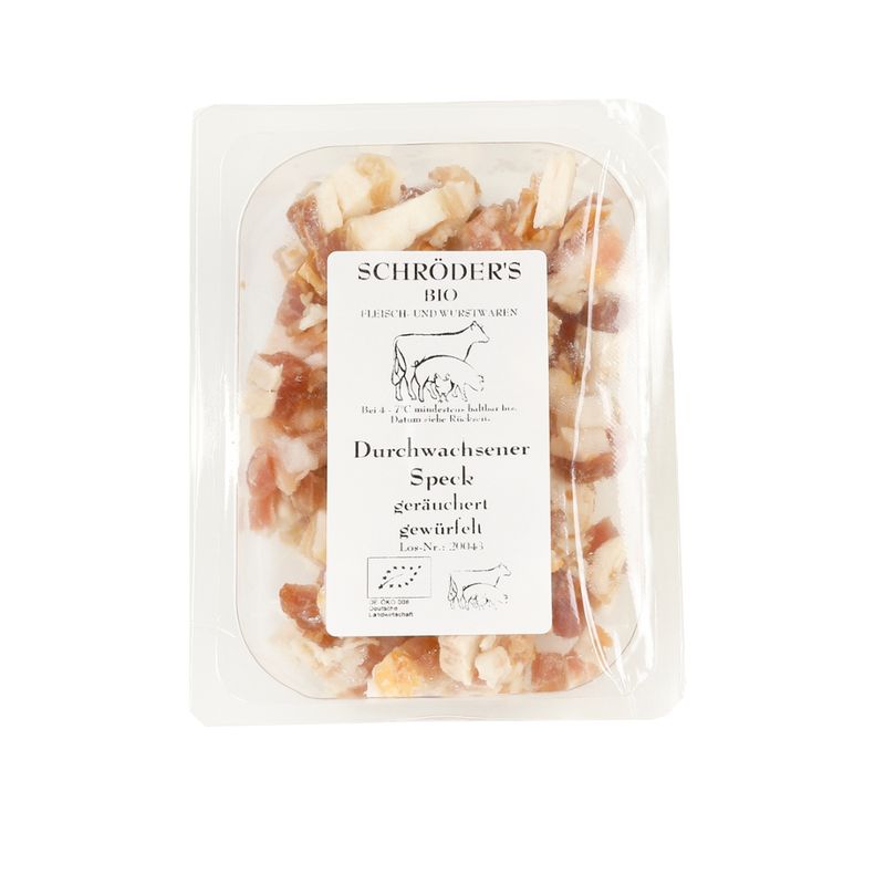 Schröder's Bio Fleisch- und Wurstwaren Durchwachsener Speck gewürfelt ca. 100 g - Produktbild