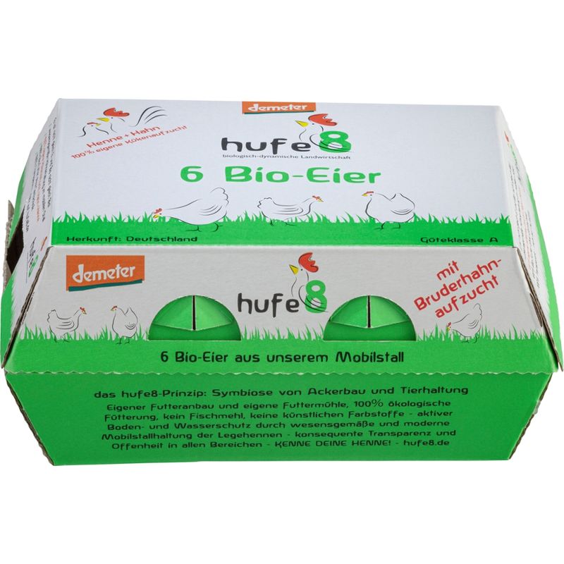 hufe8 hufe8 demeter Bruderhahn Eier 6er 30x6 KVP - Produktbild