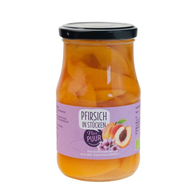 Nur Puur Pfirsich Stücke, sehr leicht gezuckert - Produktbild