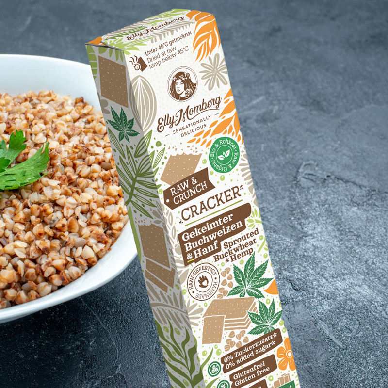 Elly Momberg BIO Rohkost-Gemüse - Cracker - Gekeimter Buchweizen & Hanf - Raw & Crunch - Produktbild