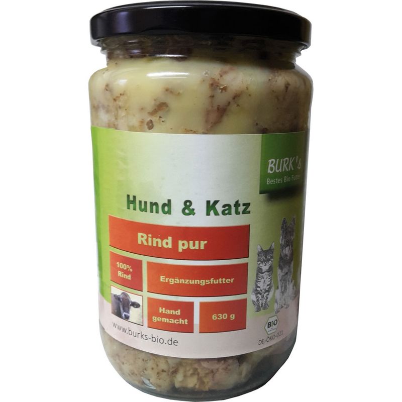 BURK's BURK's Rind pur 630g Bio Ergänzungsfutter für Hunde und Katzen im Glas - Produktbild