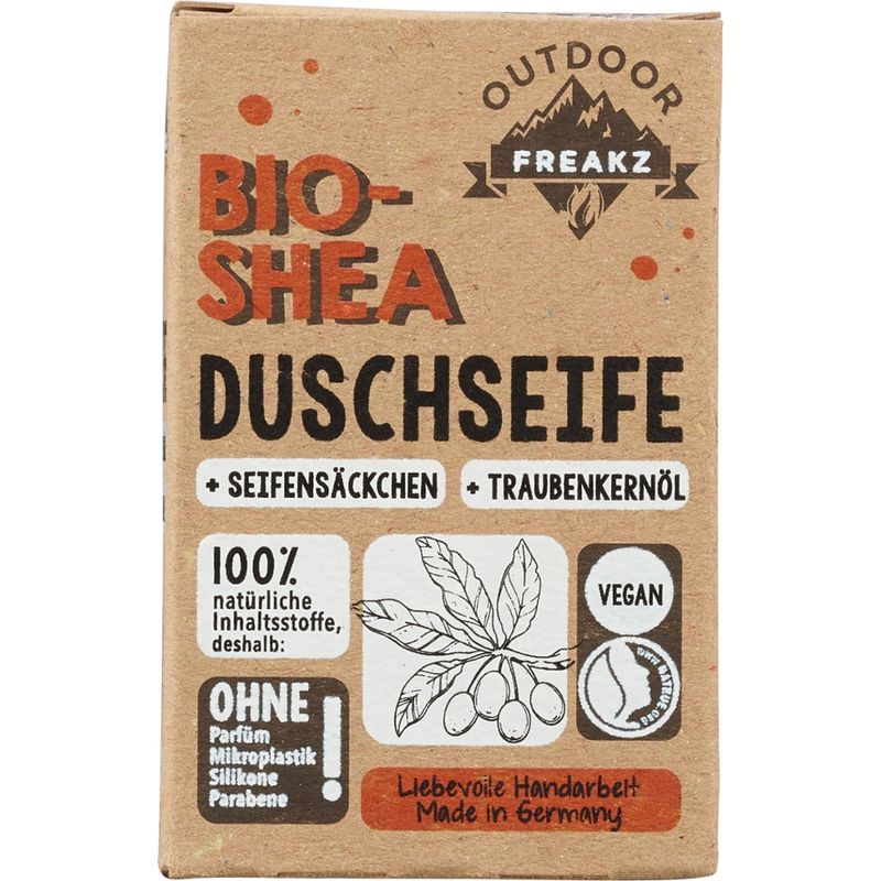 Outdoor Freakz Bio Shea Duschseife mit Seifensäckchen - Produktbild