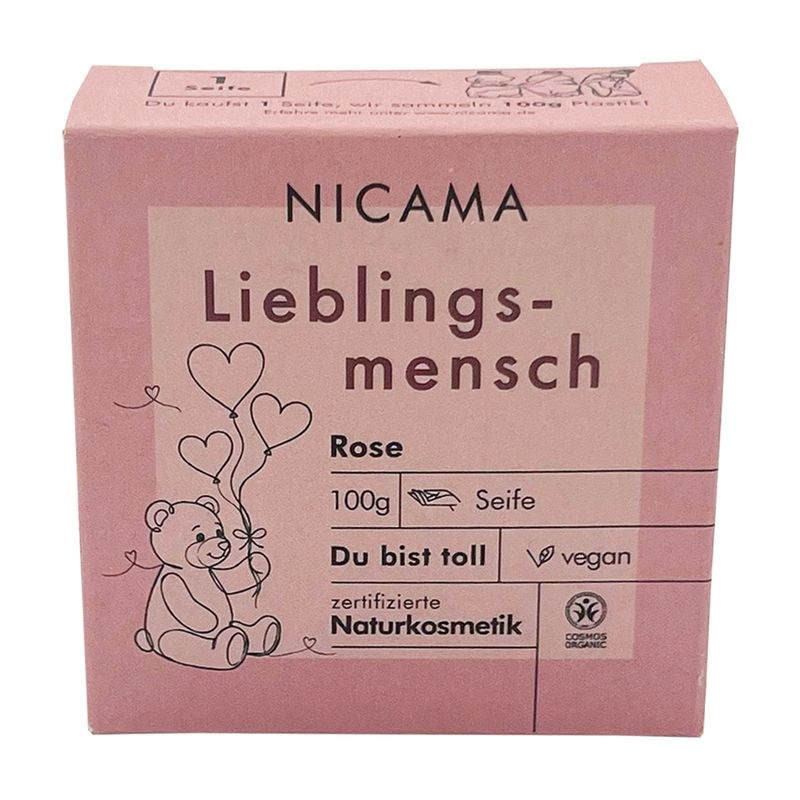 NICAMA NICAMA bio-zertifizierte Lieblingsmensch-Seife Rose 100 g - Produktbild