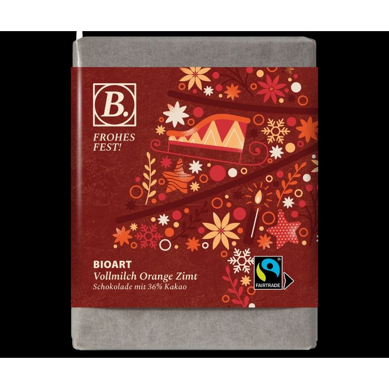 BioArt AG B. Schokolade Weihnachten Frohes Fest! 70g bio, FT-Cert - Produktbild