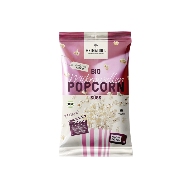 Heimatgut Bio Mikrowellen-Popcorn süß 90g - Produktbild