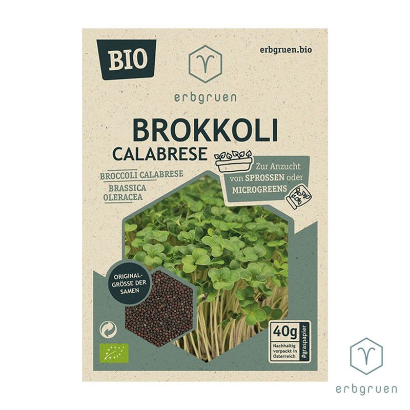 erbgruen Brokkoli Calabrese - BIO Microgreens/Sprossen Samen, 40g - Produktbild